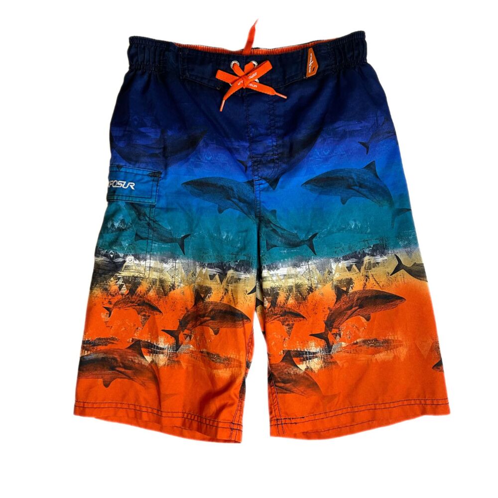 ZeroXposur Sharks in Ocean Swim Trunks Shorts Boys’ Size 14 - 16